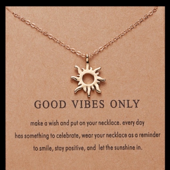 Good Vibe Only Indie Boho Cute Charm Gold Necklace - Picture 2 of 6